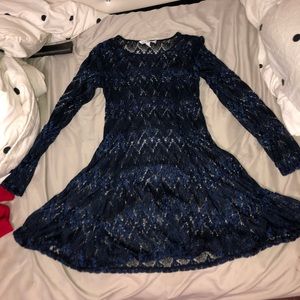 dark blue see through dress